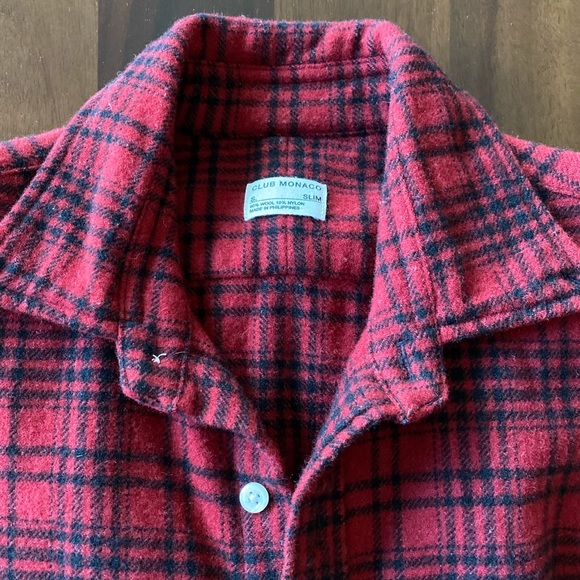 Club Monaco Red Plaid Flannel - Picture 2 of 4